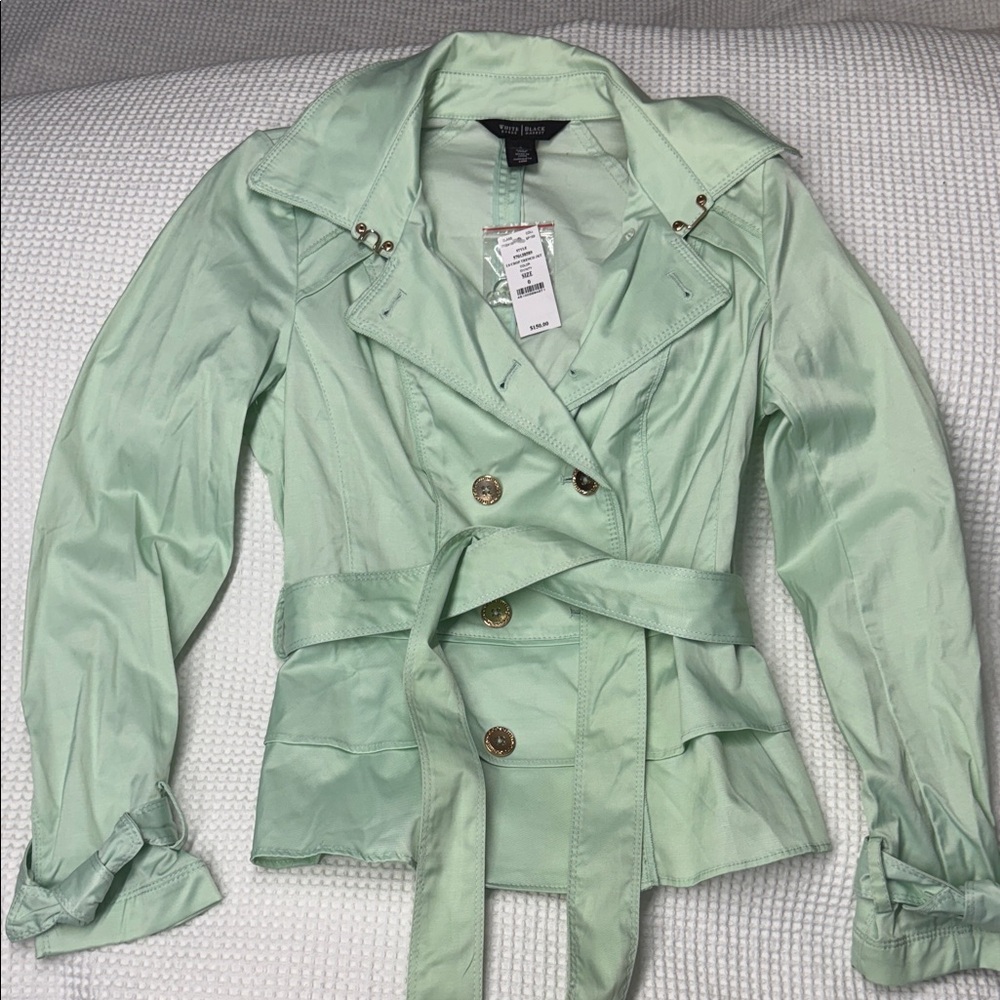 New York & Company Light Green Trench Coat - NWT
